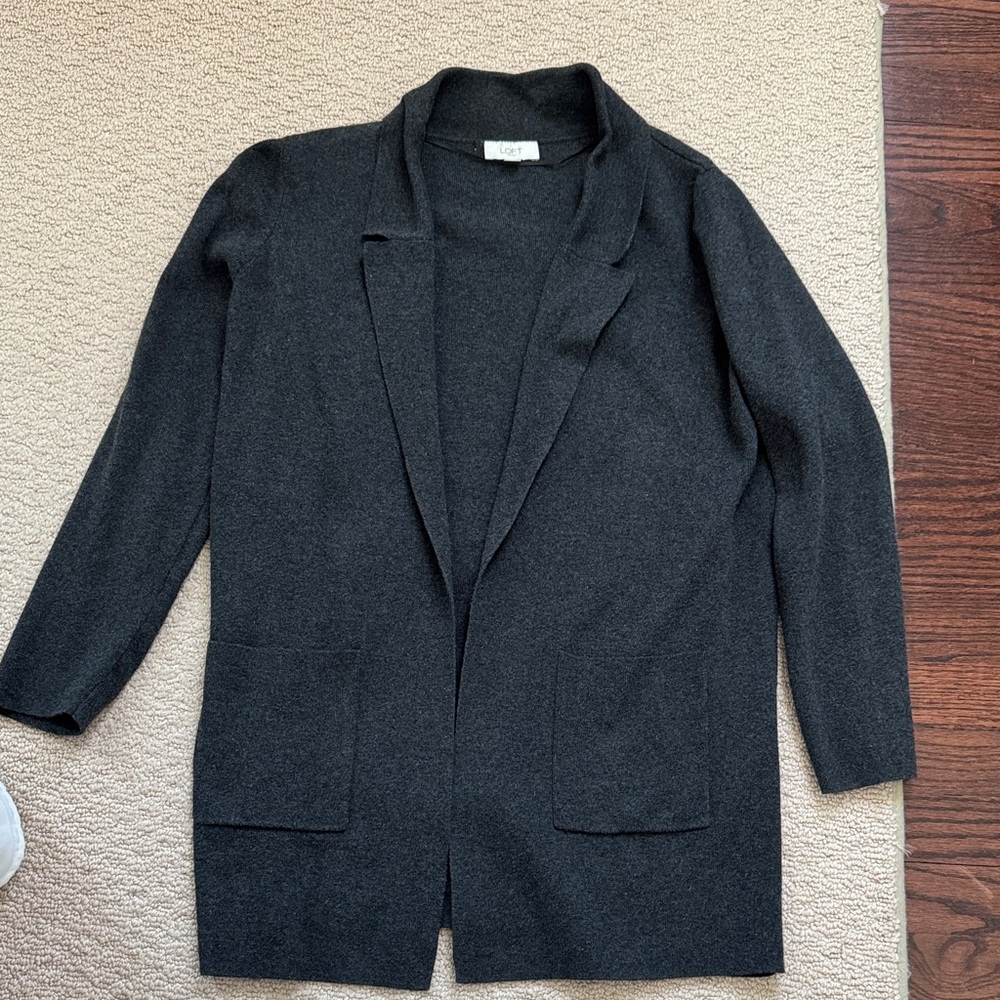 LOFT Dark Gray Knit Cardigan
